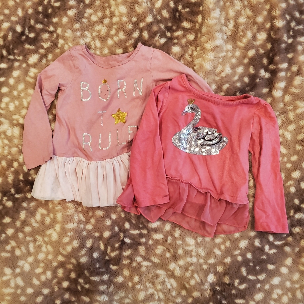 First Impressions Bundle of 2 Shirts, Peplum, Shimmery, sequins, 24 Month Girl
